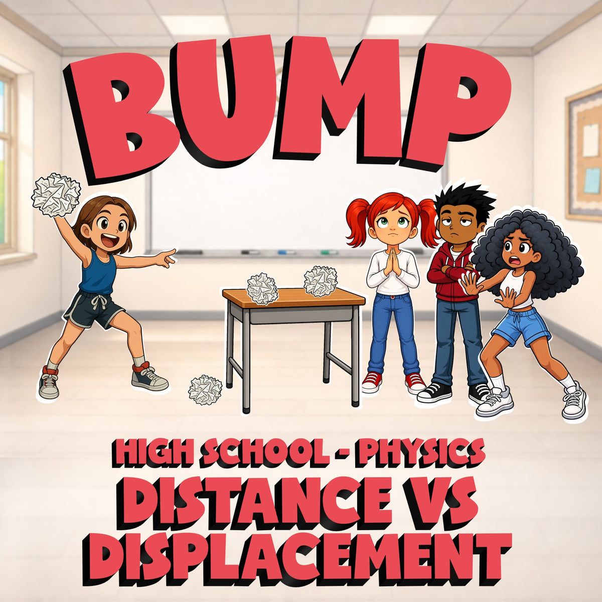 Distance vs Displacement BUMP Science Game - No Prep Physics Review Activity