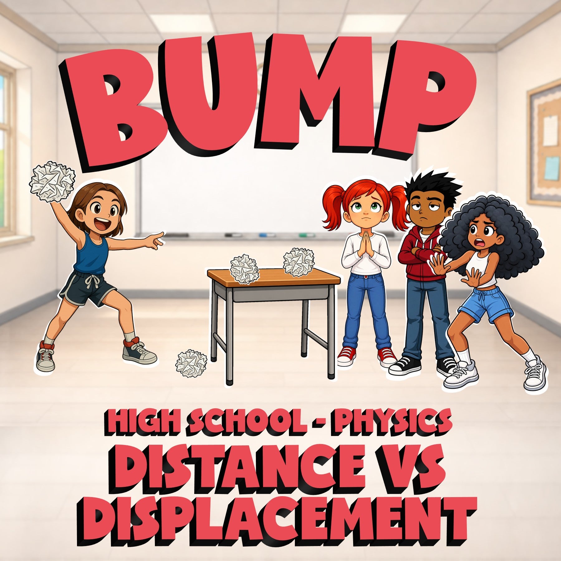 Distance vs Displacement BUMP Science Game - No Prep Physics Review Activity