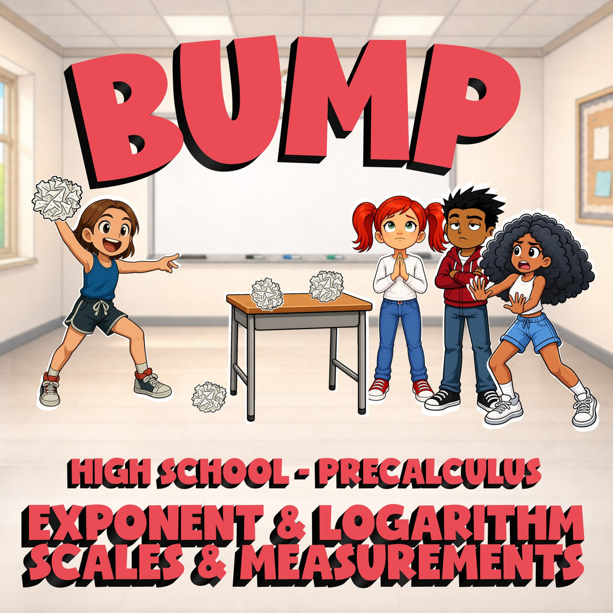 Exponent & Logarithm Scales & Measurements BUMP Math Game - No Prep PreCalculus