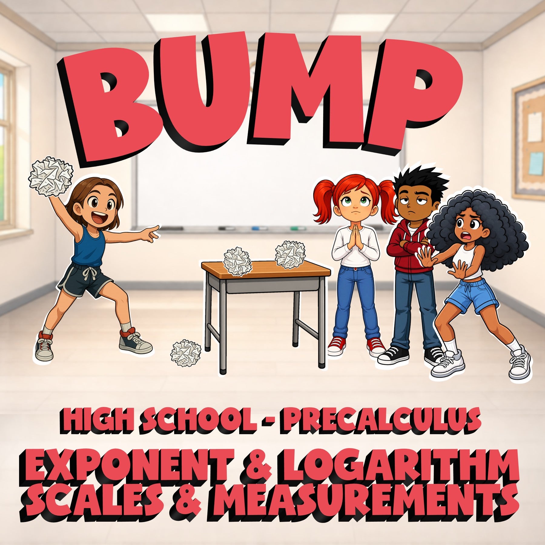 Exponent & Logarithm Scales & Measurements BUMP Math Game - No Prep PreCalculus