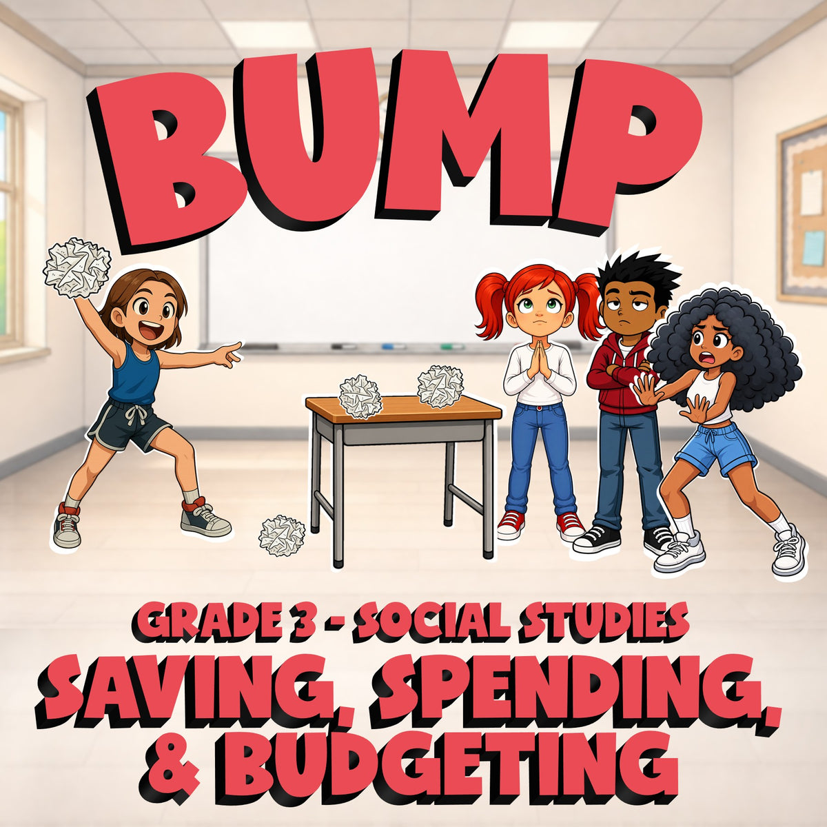 Saving, Spending, & Budgeting BUMP Socials Game - No Prep Grade 3 Review