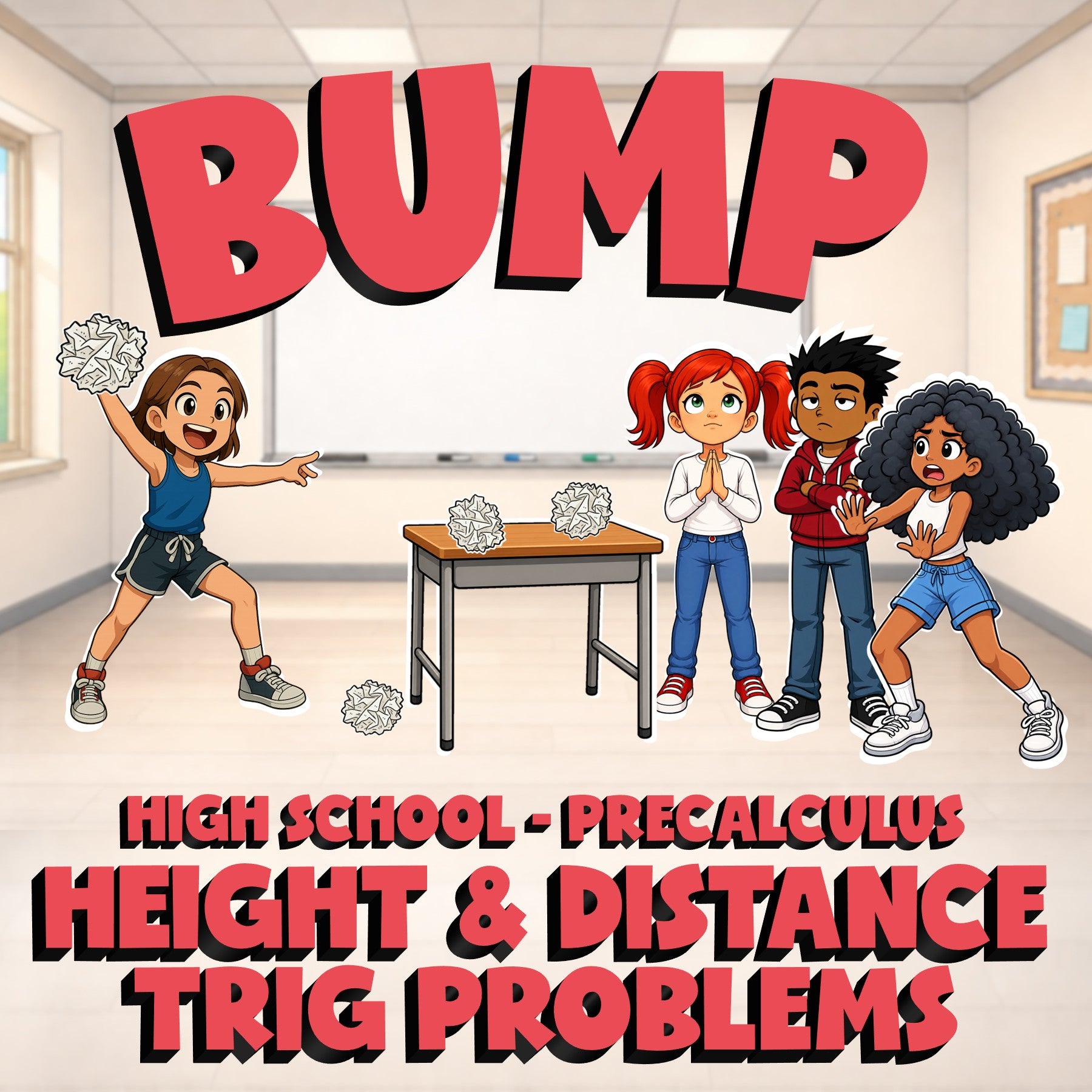 Height & Distance Trig Problems BUMP Math Game - No Prep PreCalculus Review
