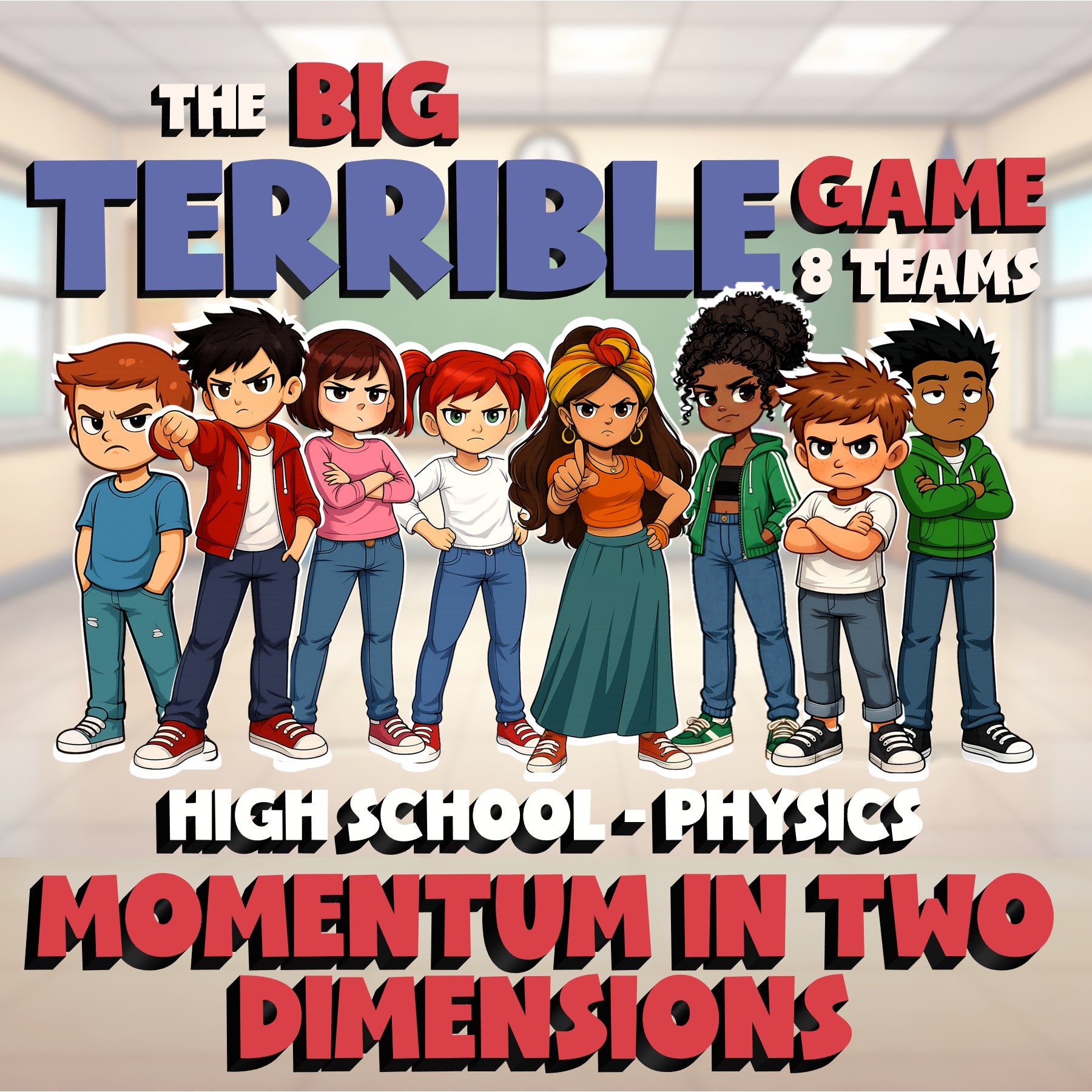 Momentum in Two Dimensions BIG TERRIBLE GAME - No Prep Physics Science Review
