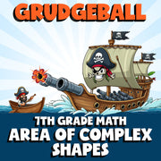 Area of Complex Shapes GRUDGEBALL Math Game - No Prep Grade 7 Review Activity