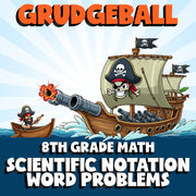Scientific Notation Word Problems GRUDGEBALL Math Game - No Prep Grade 8 Review