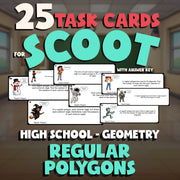 Regular Polygons SCOOT TASK CARDS Math Game - No Prep Geometry Review Activity