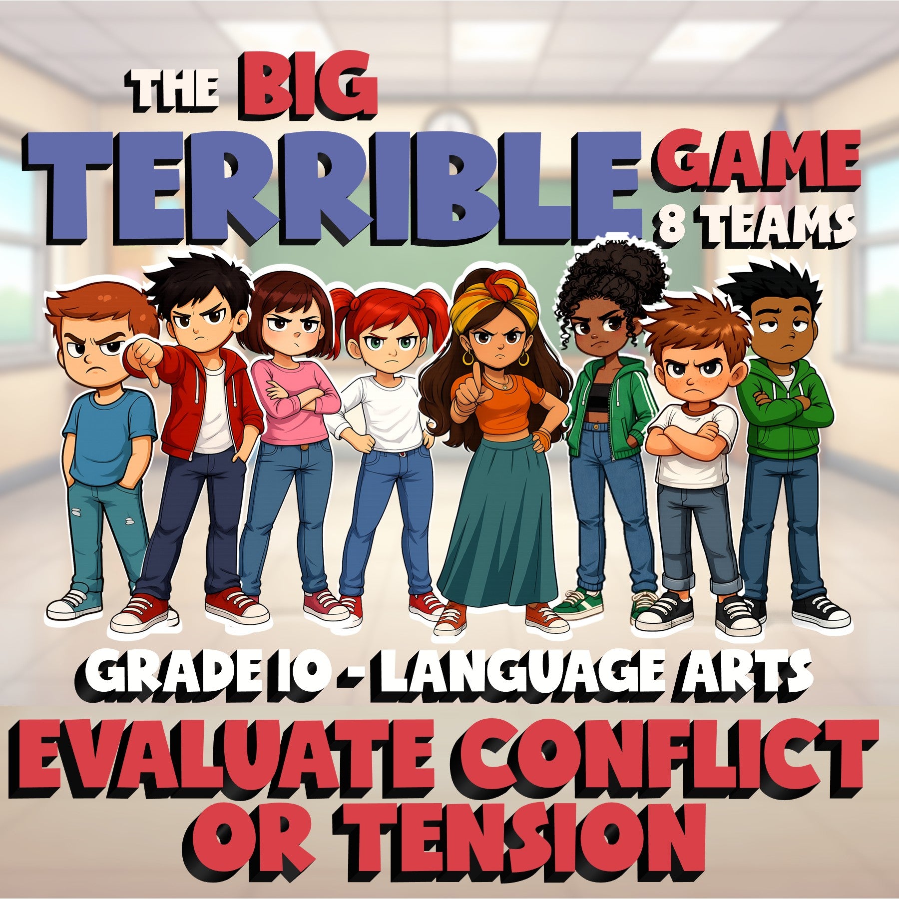 Evaluate Conflict or Tension BIG TERRIBLE GAME - No Prep Grade 10 ELA Review