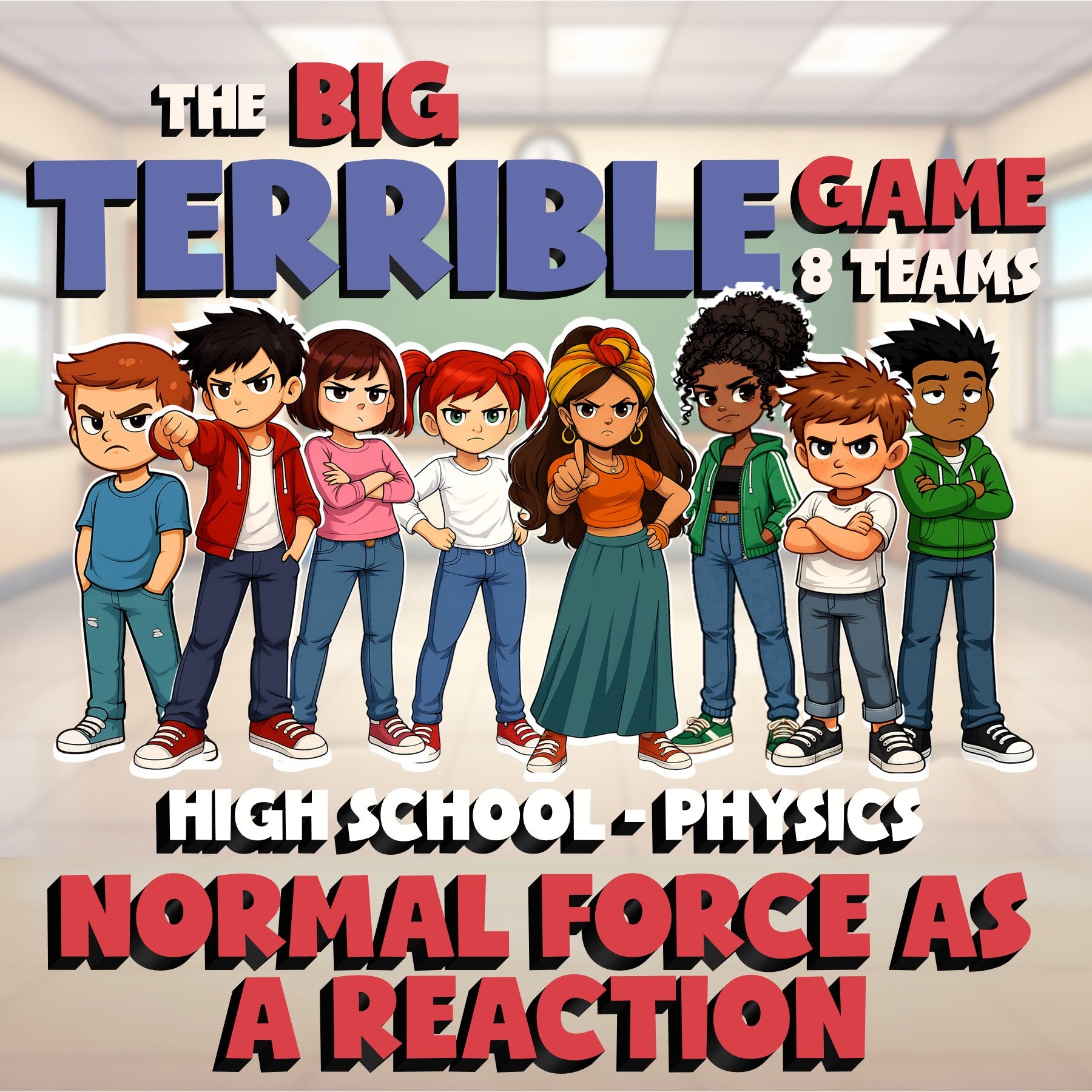 Normal Force as a Reaction BIG TERRIBLE GAME - No Prep Physics Science Review