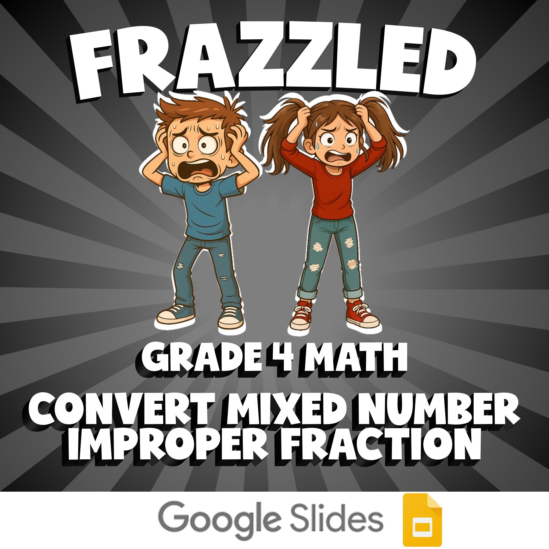 Convert Mixed Number  Improper Fraction FRAZZLED Math Game - No Prep Grade 4