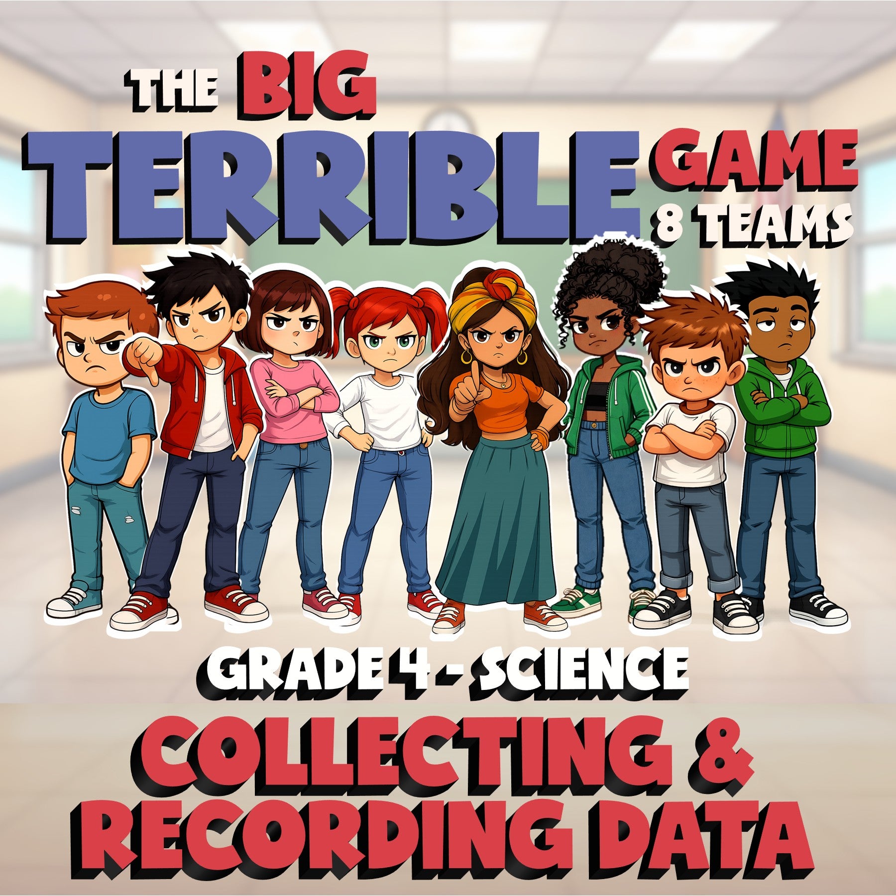 Collecting & Recording Data BIG TERRIBLE GAME - No Prep Grade 4 Science Review