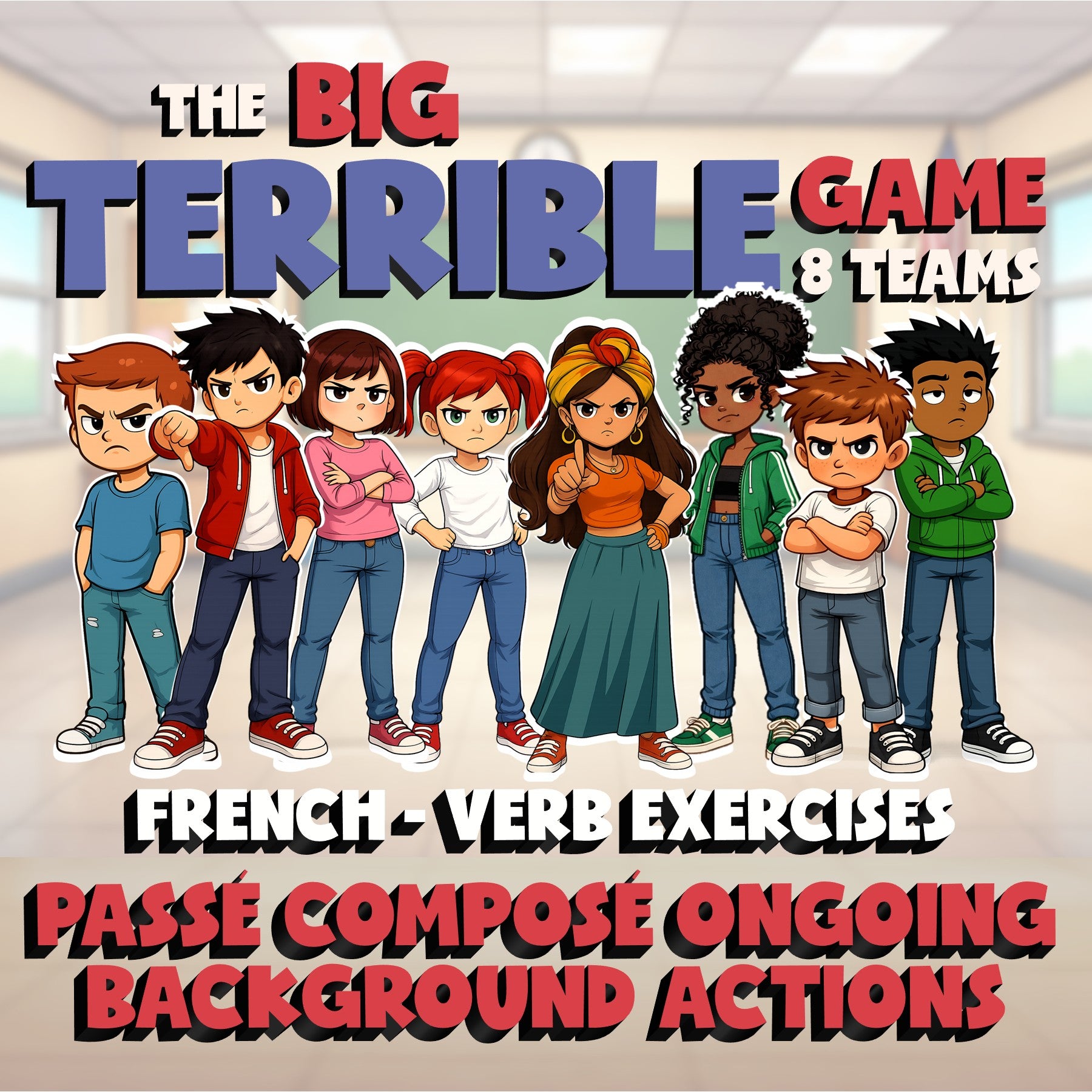 Passé Composé ongoing background actions BIG TERRIBLE GAME - French Exercise