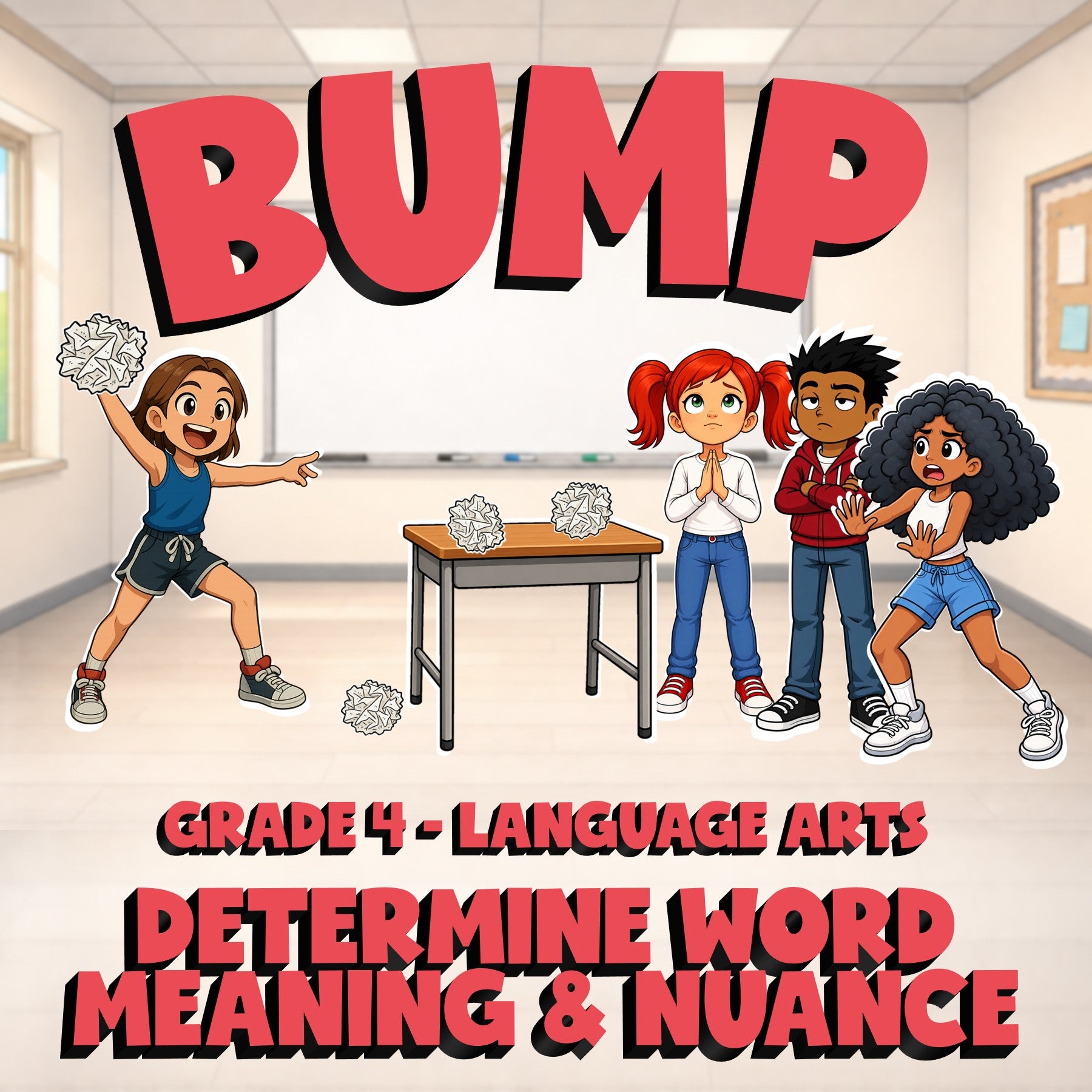 Determine Word Meaning & Nuance BUMP ELA Game - No Prep Grade 4 Review Activity