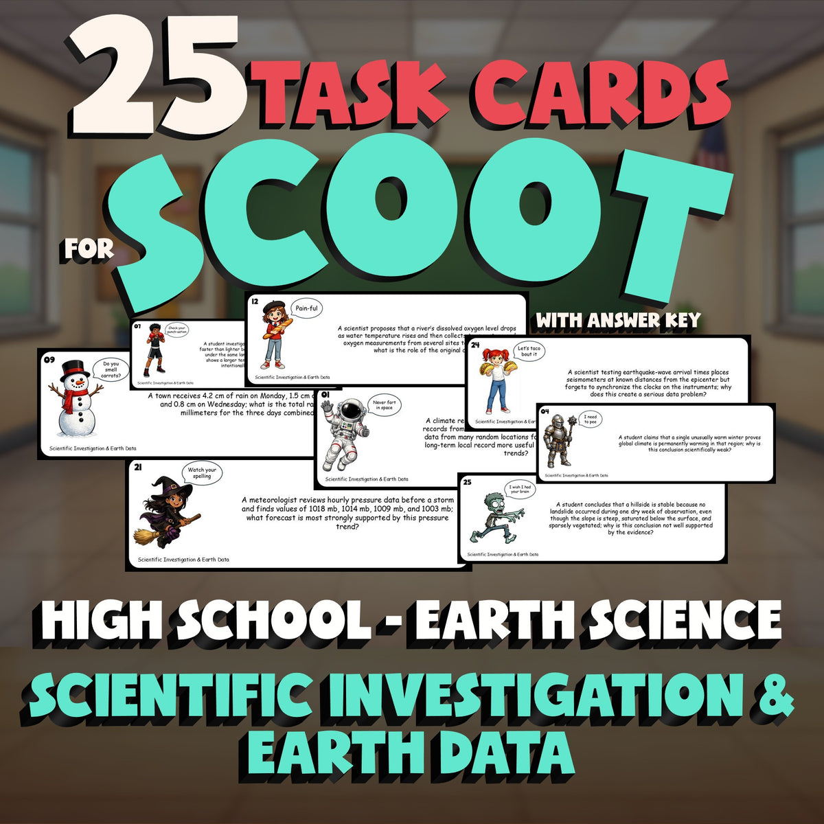 Scientific Investigation & Earth Data SCOOT TASK CARDS Game - Earth Science
