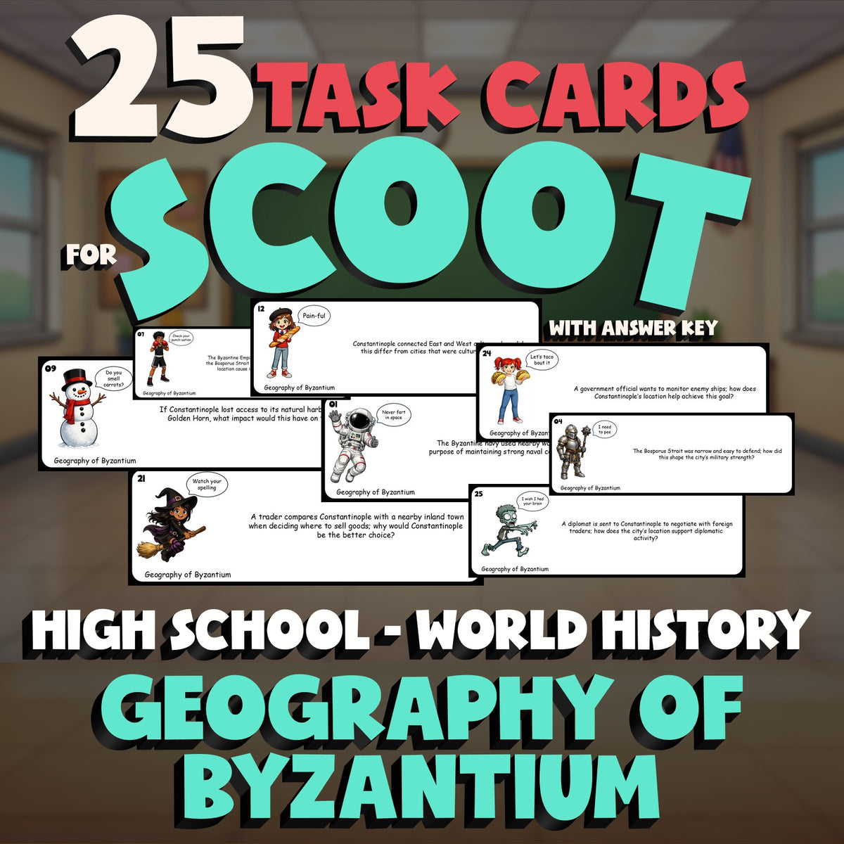 Geography of Byzantium SCOOT TASK CARDS Game - No Prep World History Review