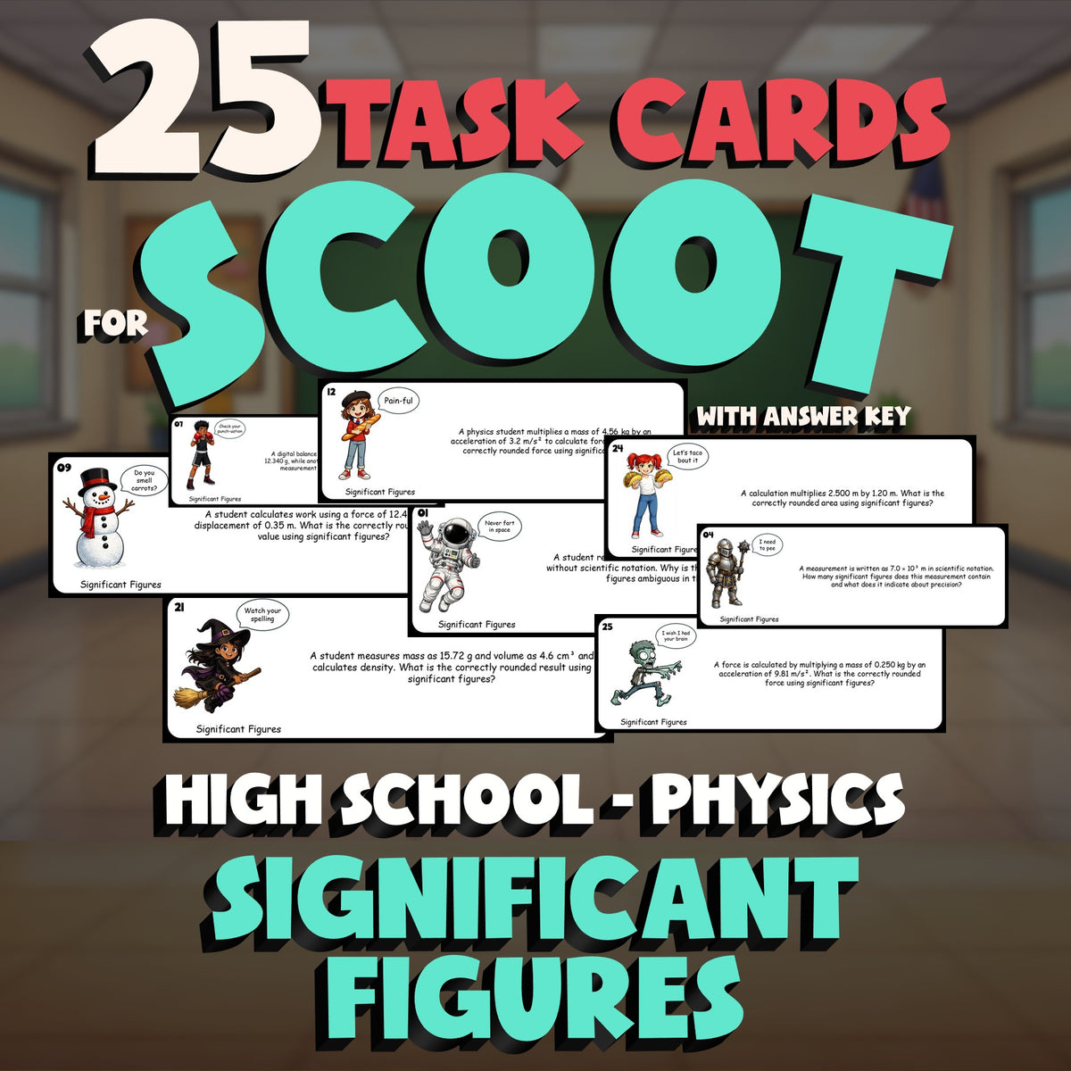 Significant Figures SCOOT TASK CARDS Science Game - No Prep Physics Review