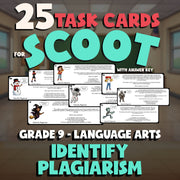 Identify Plagiarism SCOOT TASK CARDS ELA Game - No Prep Grade 9 Review Activity