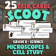 Microscopes & Cell Study SCOOT TASK CARDS Science Game - No Prep Grade 8 Review
