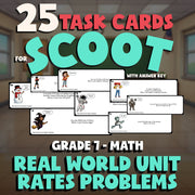Real World Unit Rates Problems SCOOT TASK CARDS Math Game - No Prep Grade 7