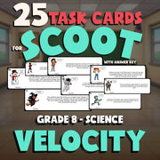 Velocity SCOOT TASK CARDS Science Game - No Prep Grade 8 Review Activity