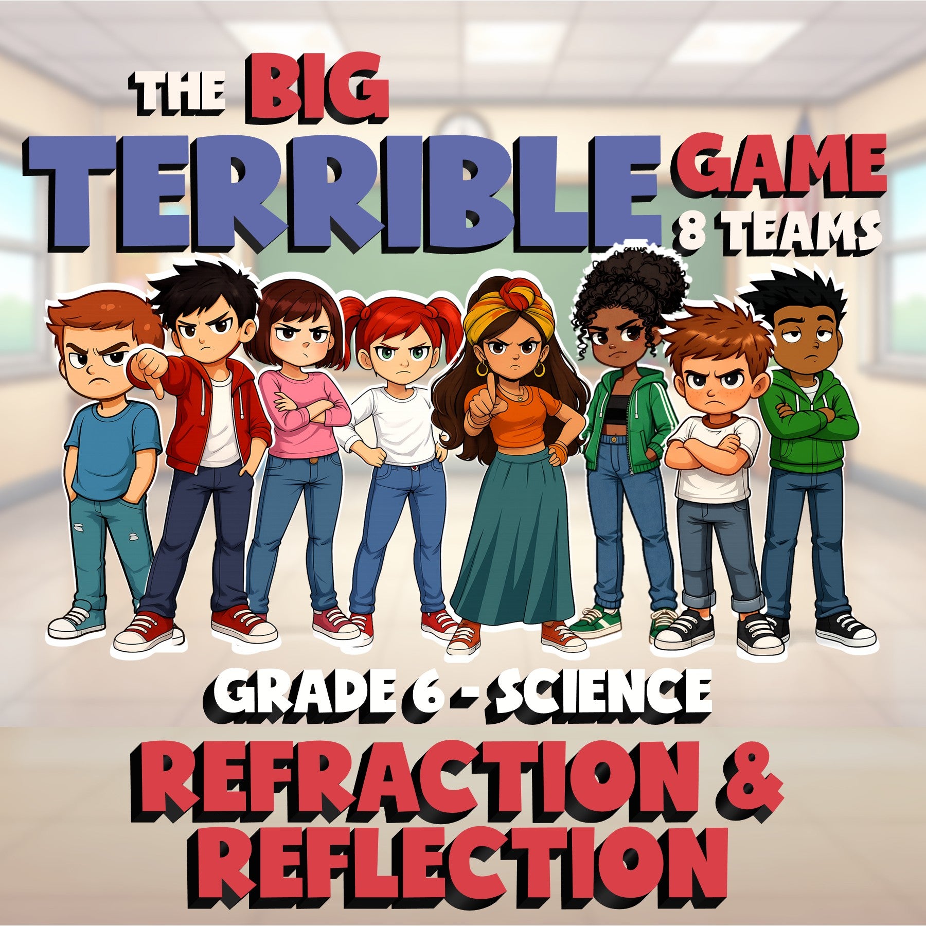Refraction & Reflection BIG TERRIBLE GAME - No Prep Grade 6 Science Review