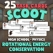 Rotational Energy Conservation SCOOT TASK CARDS Science Game - No Prep Physics