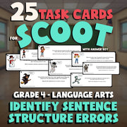 Identify Sentence Structure Errors SCOOT TASK CARDS ELA Game - No Prep Grade 4