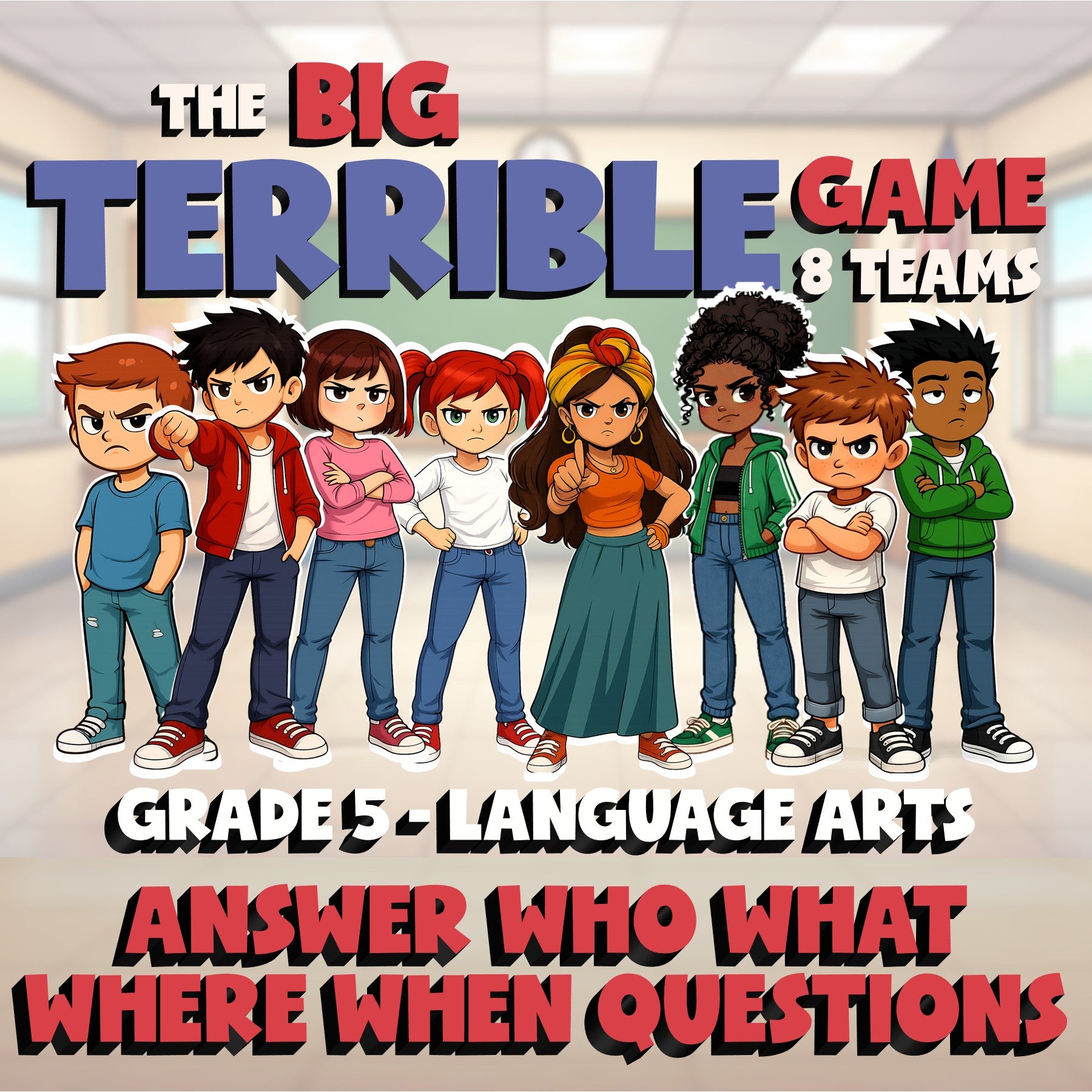 Answer Who What Where When Questions BIG TERRIBLE GAME - Grade 5 ELA Review