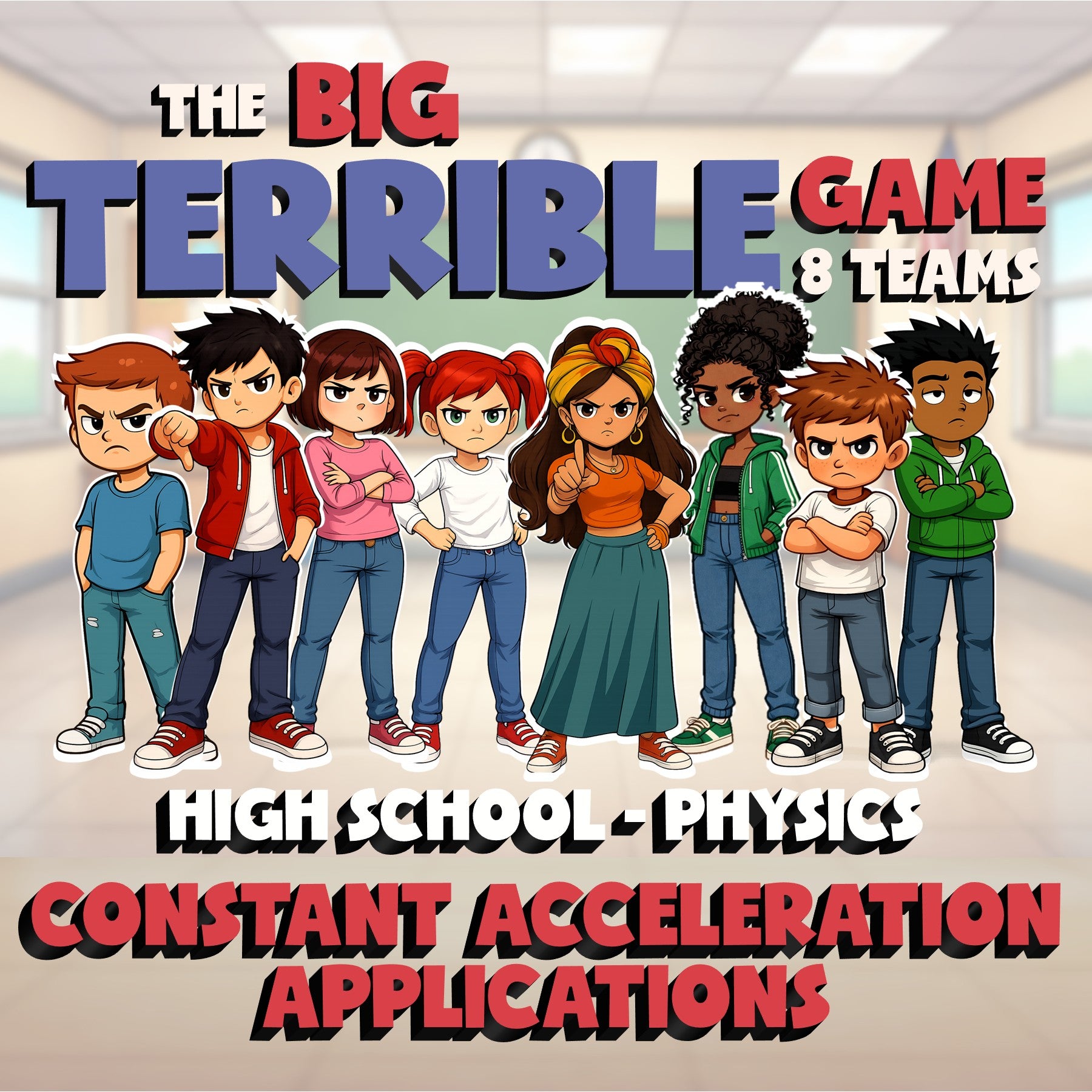 Constant Acceleration Applications BIG TERRIBLE GAME - Physics Science Review