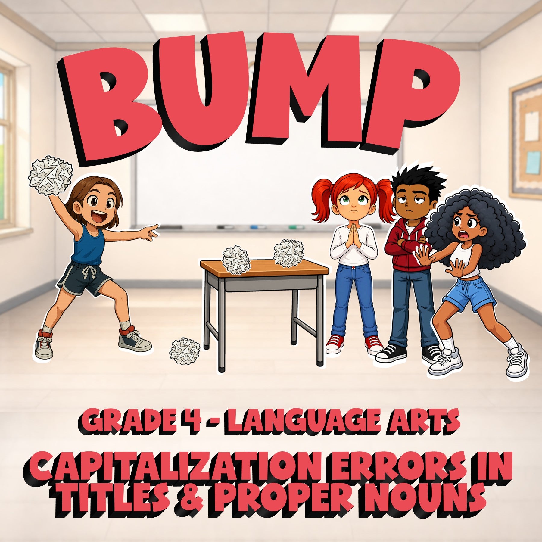 Capitalization Errors in Titles & Proper Nouns BUMP ELA Game - No Prep Grade 4