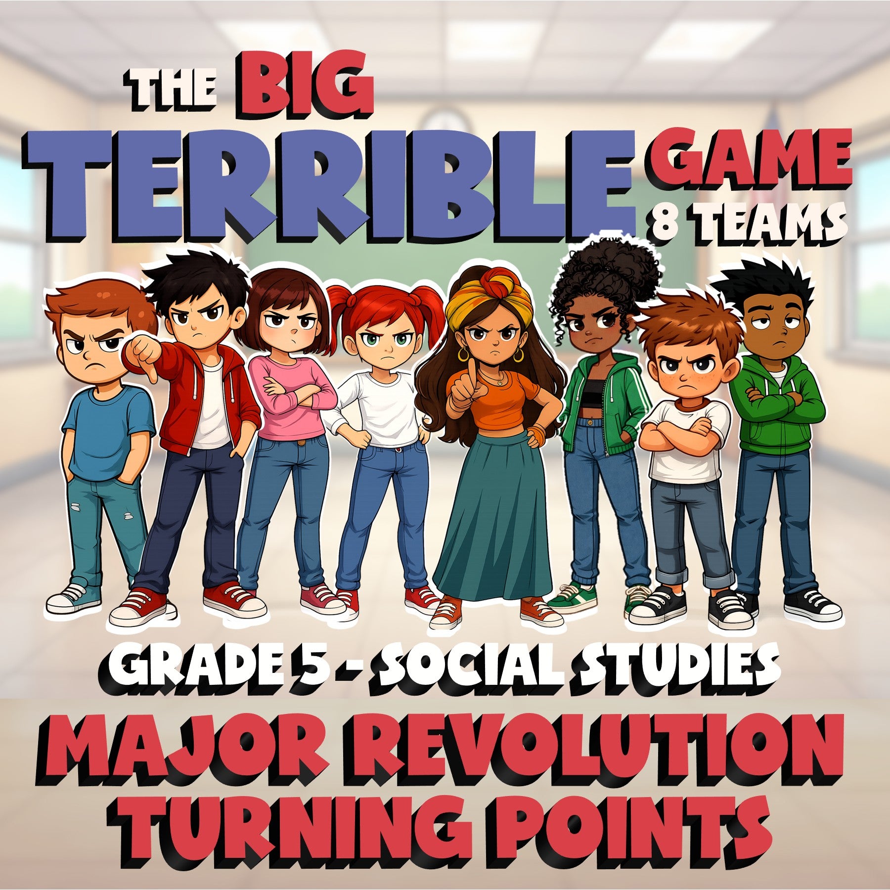 Major Revolution Turning Points BIG TERRIBLE GAME - Grade 5 Socials Review