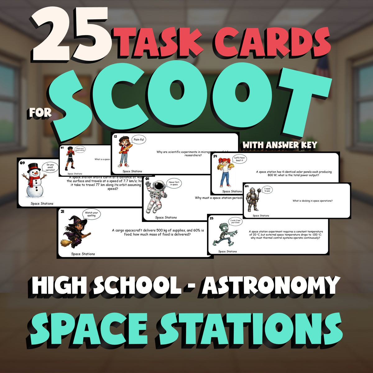 Space Stations SCOOT TASK CARDS Science Game - No Prep Astronomy Review Activity