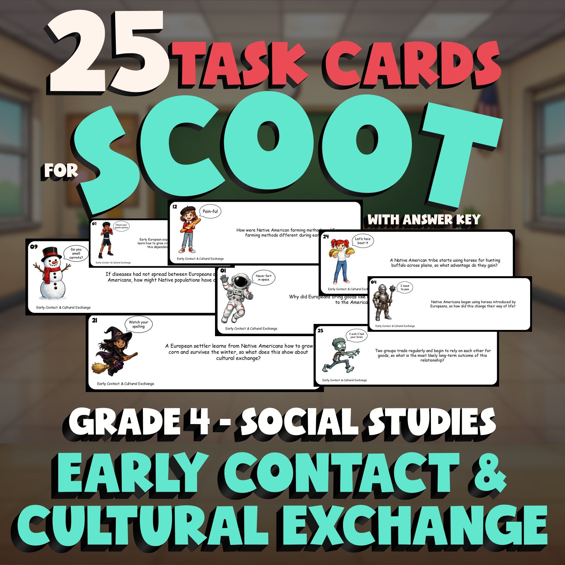 Early Contact & Cultural Exchange SCOOT TASK CARDS Socials Game - Grade 4
