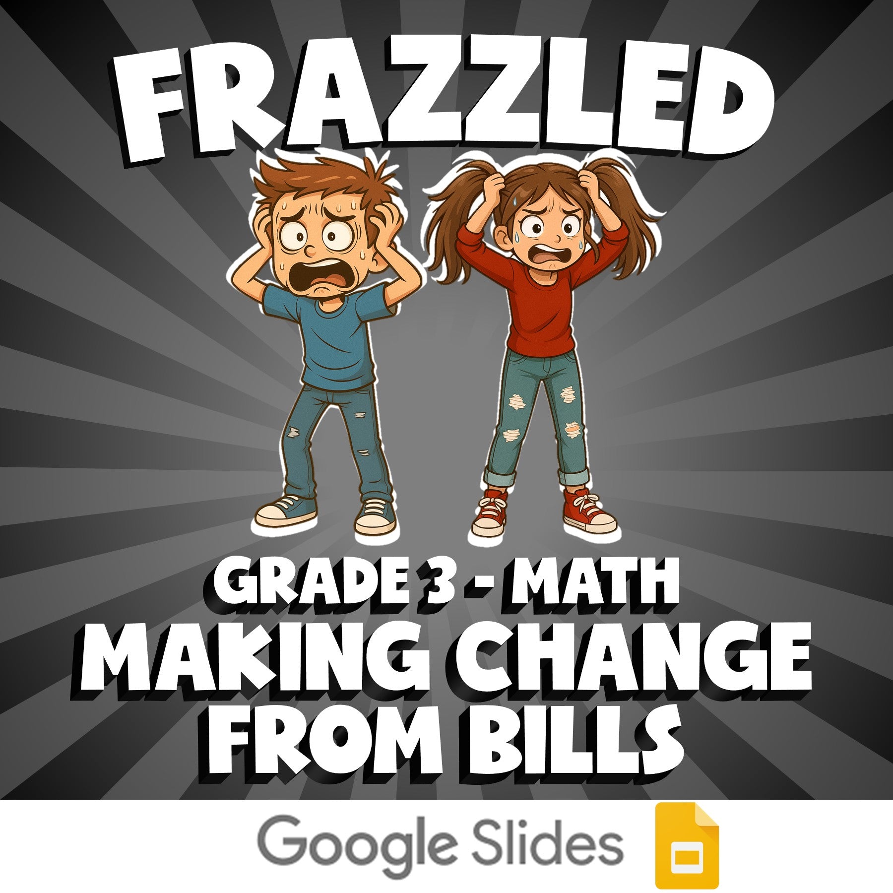 Making Change from Bills FRAZZLED Math Game - No Prep Grade 3 Review Activity