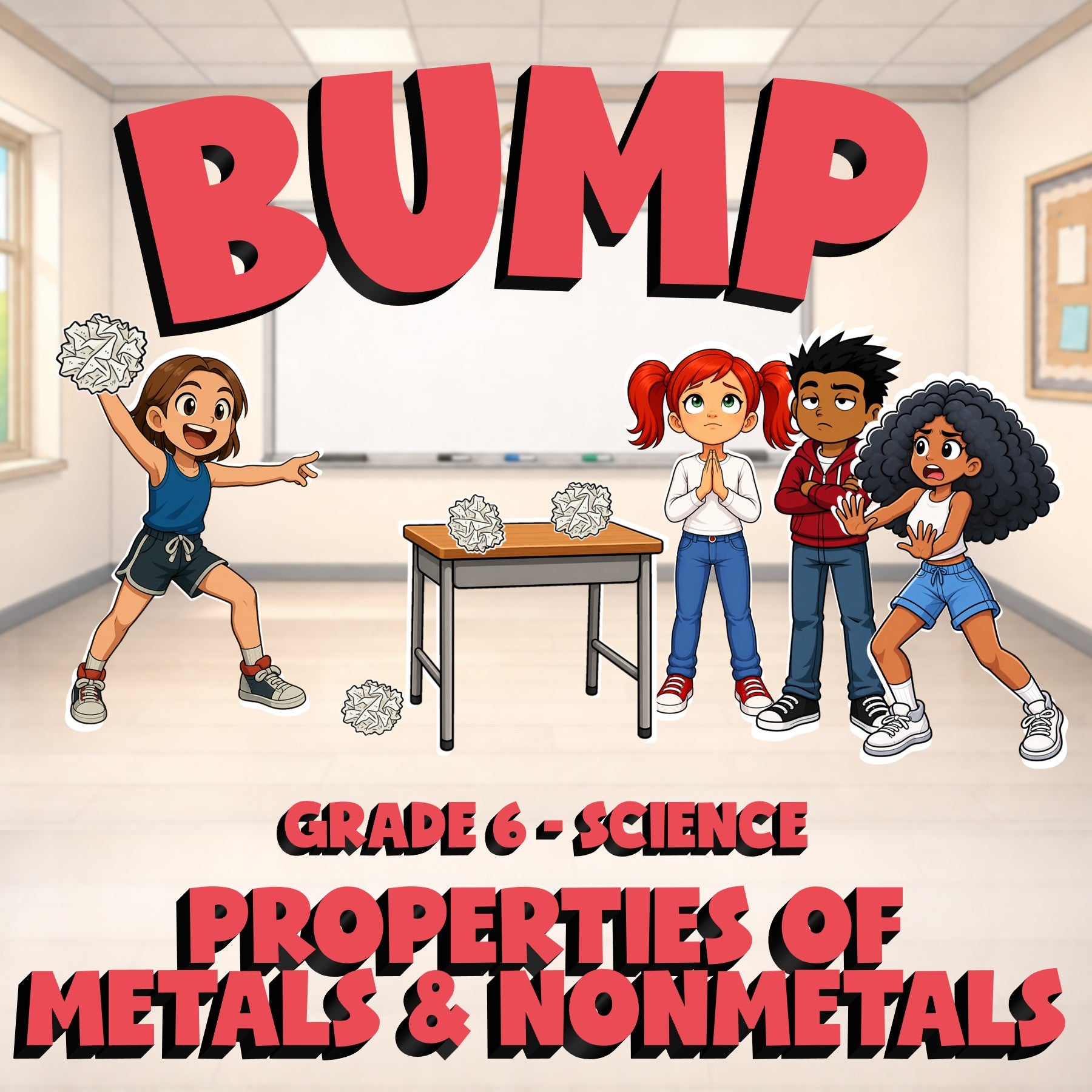 Properties of Metals & Nonmetals BUMP Science Game - No Prep Grade 6 Review