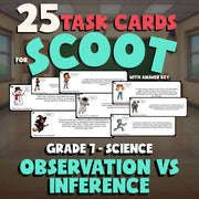 Observation vs Inference SCOOT TASK CARDS Science Game - No Prep Grade 7 Review