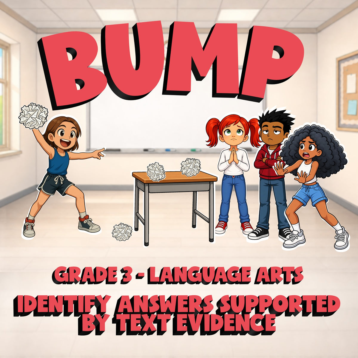 Identify Answers Supported by Text Evidence BUMP ELA Game - No Prep Grade 3