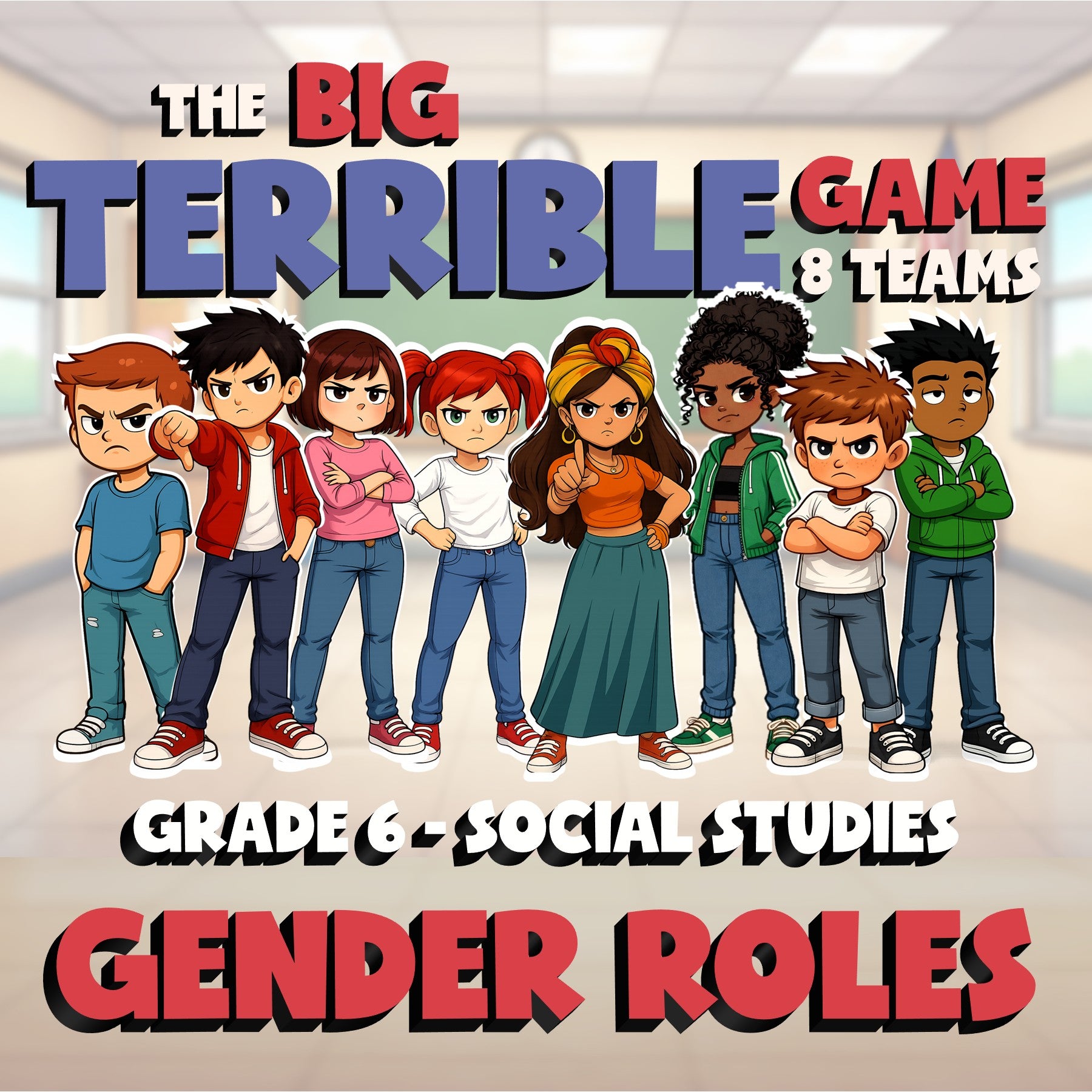 Gender Roles BIG TERRIBLE GAME - No Prep Grade 6 Socials Review Activity