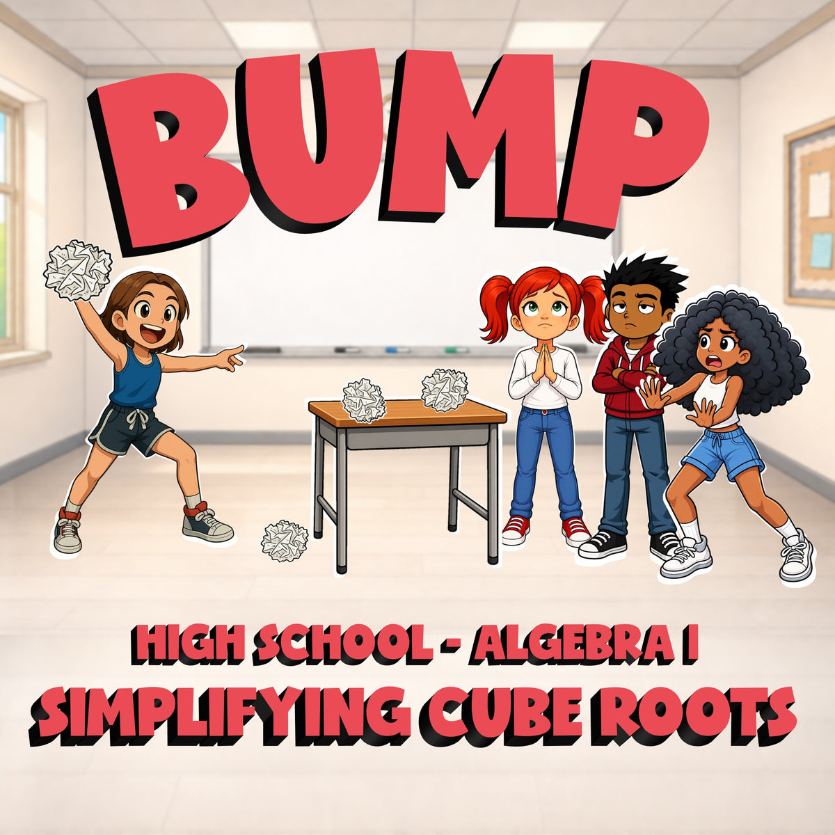 Simplifying Cube Roots BUMP Math Game - No Prep Algebra 1 Review Activity