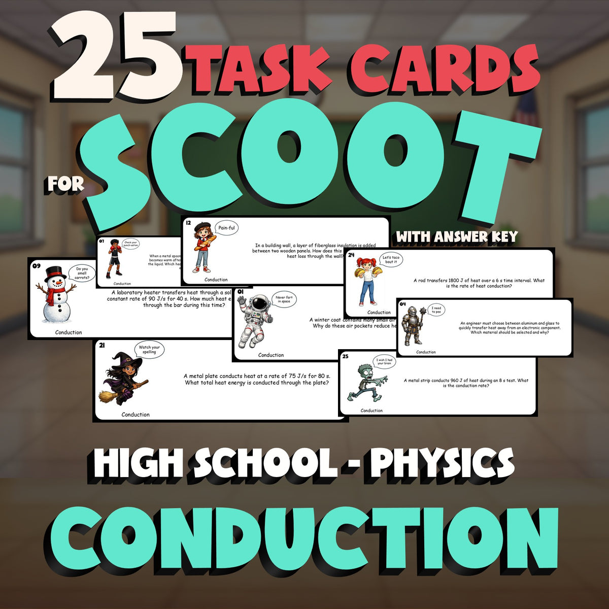 Conduction SCOOT TASK CARDS Science Game - No Prep Physics Review Activity