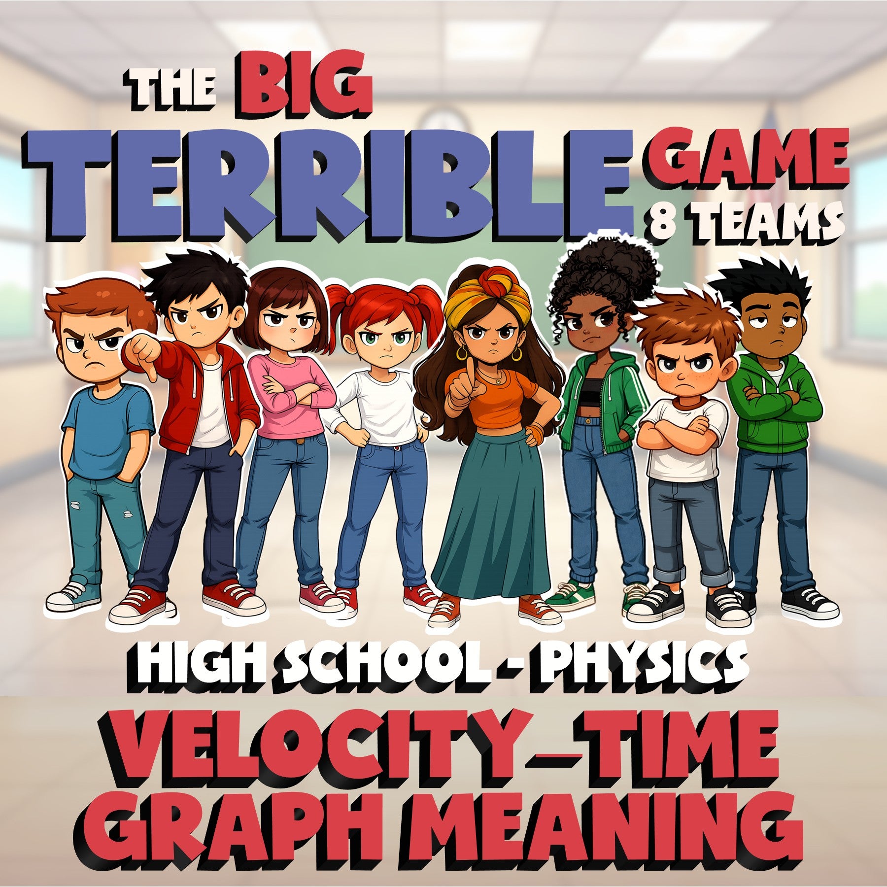 Velocity–Time Graph Meaning BIG TERRIBLE GAME - No Prep Physics Science Review