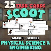 Physical Science & Engineering SCOOT TASK CARDS Science Game - No Prep Grade 4
