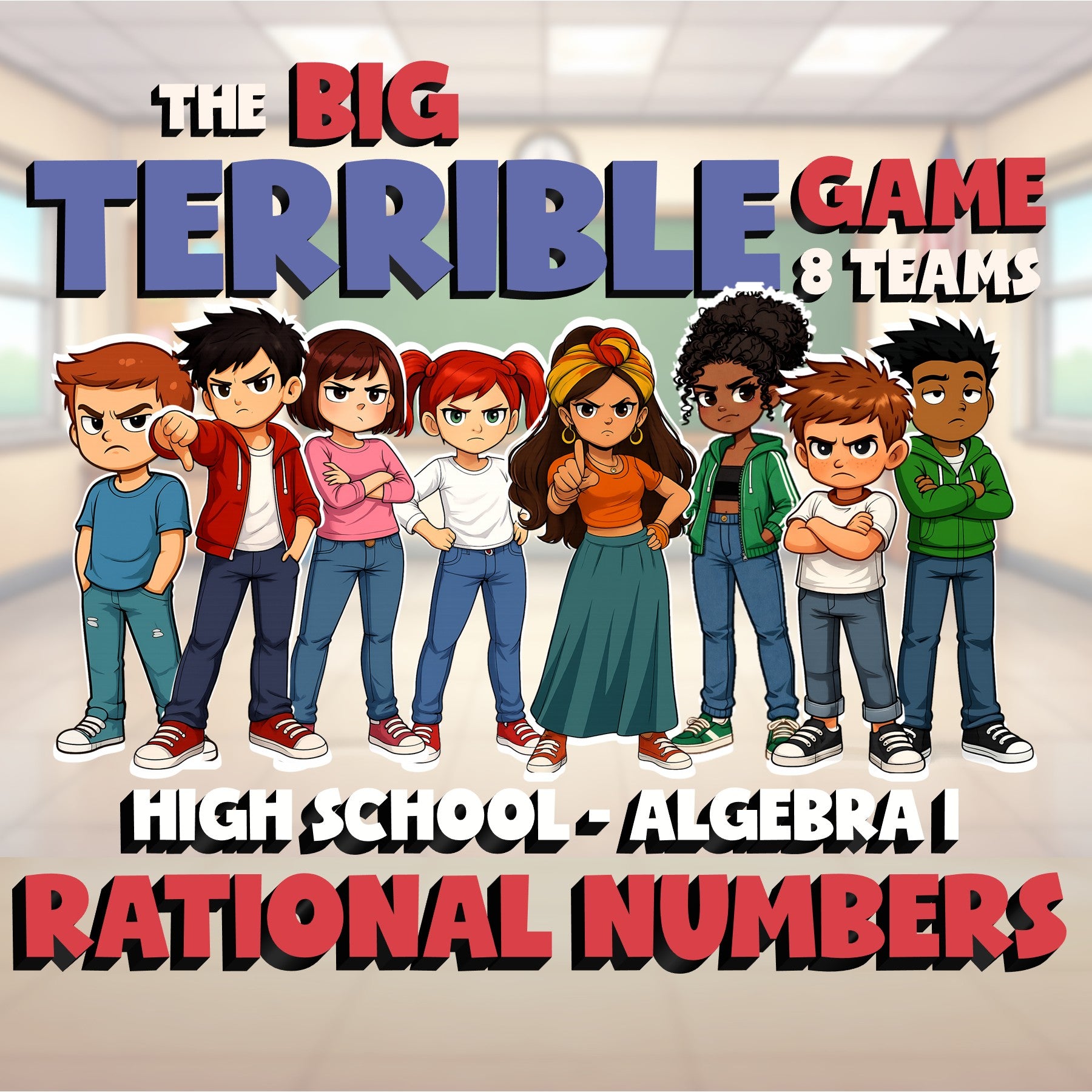 Rational Numbers BIG TERRIBLE GAME - No Prep Algebra 1 Math Review Activity