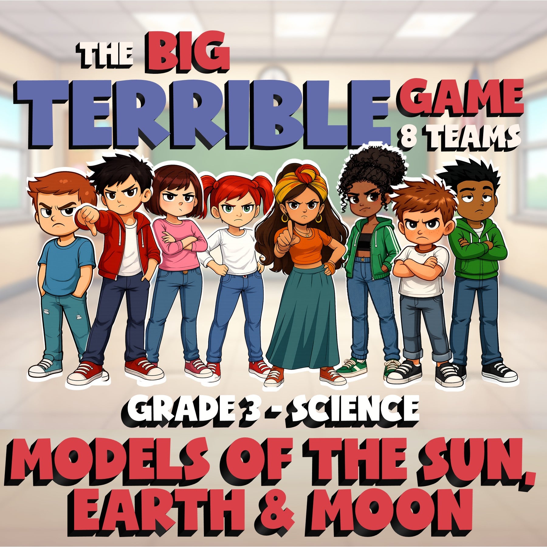 Models of the Sun, Earth & Moon BIG TERRIBLE GAME - Grade 3 Science Review