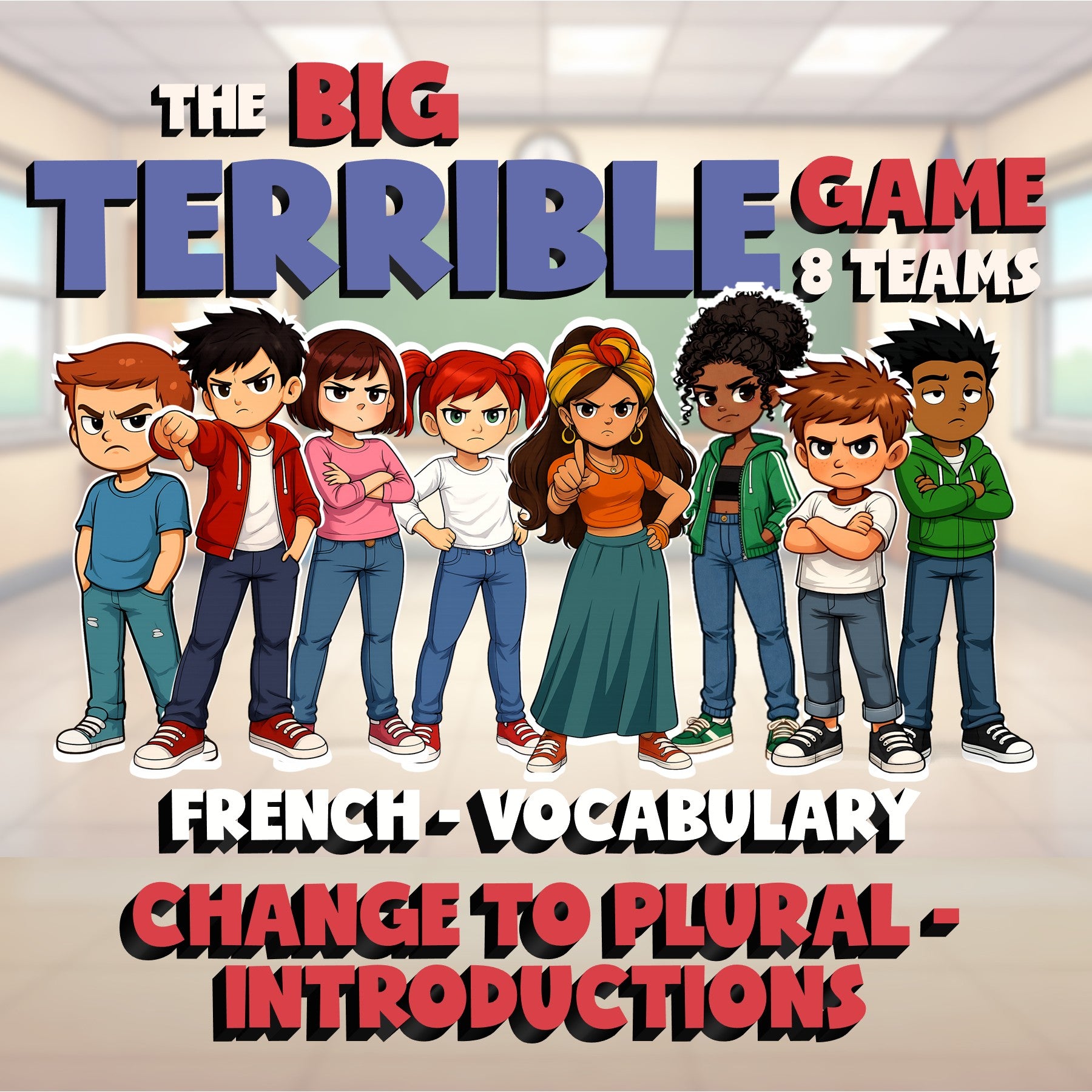 Change to Plural - Introductions BIG TERRIBLE GAME - No Prep French Exercise