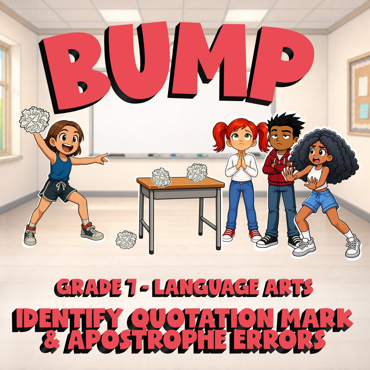 Identify Quotation Mark & Apostrophe Errors BUMP ELA Game - No Prep Grade 7