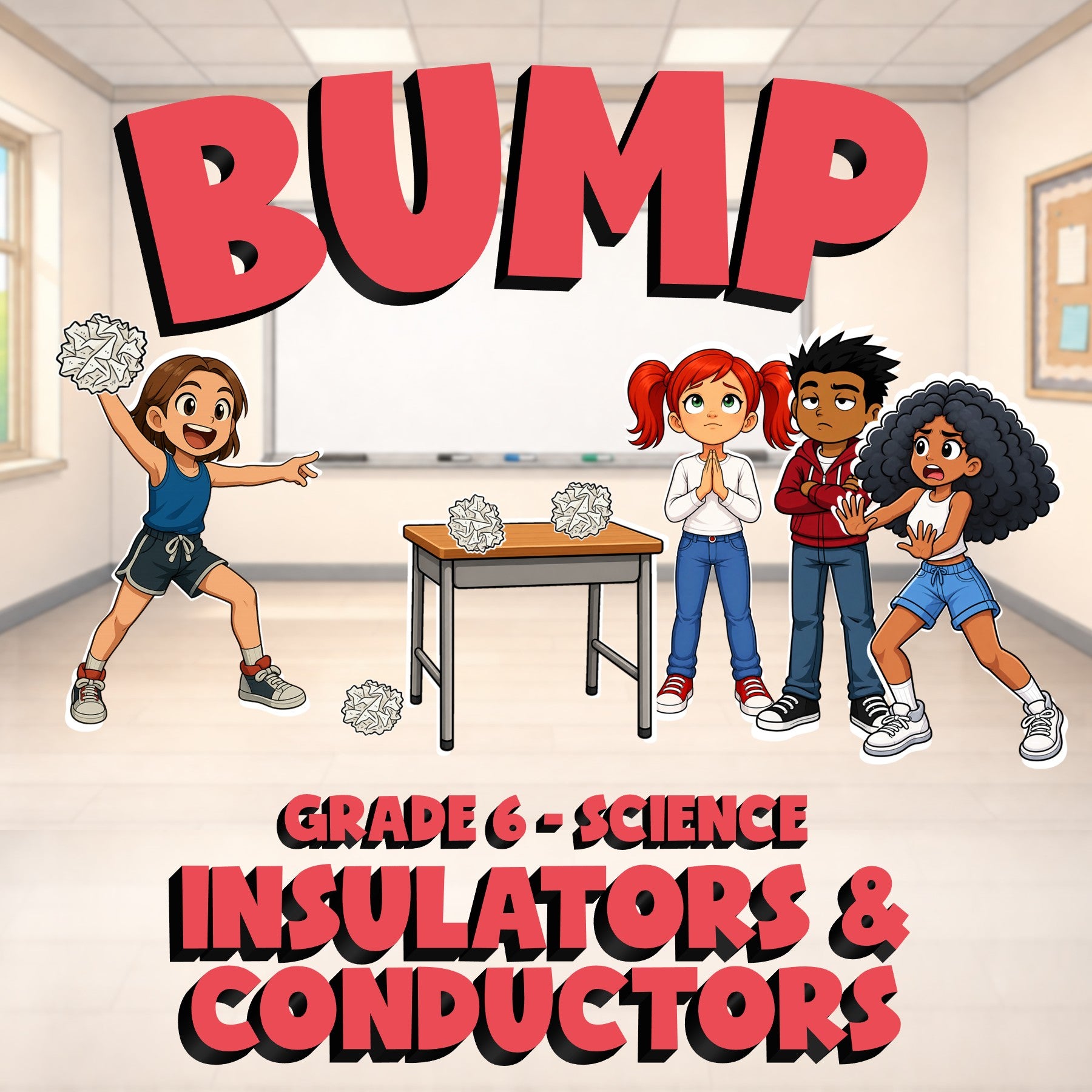 Insulators & Conductors BUMP Science Game - No Prep Grade 6 Review Activity