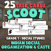 Indian Social Organization & Caste SCOOT TASK CARDS Socials Game - Grade 7