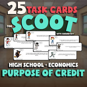 Purpose of Credit SCOOT TASK CARDS Economics Game - No Prep Review Activity