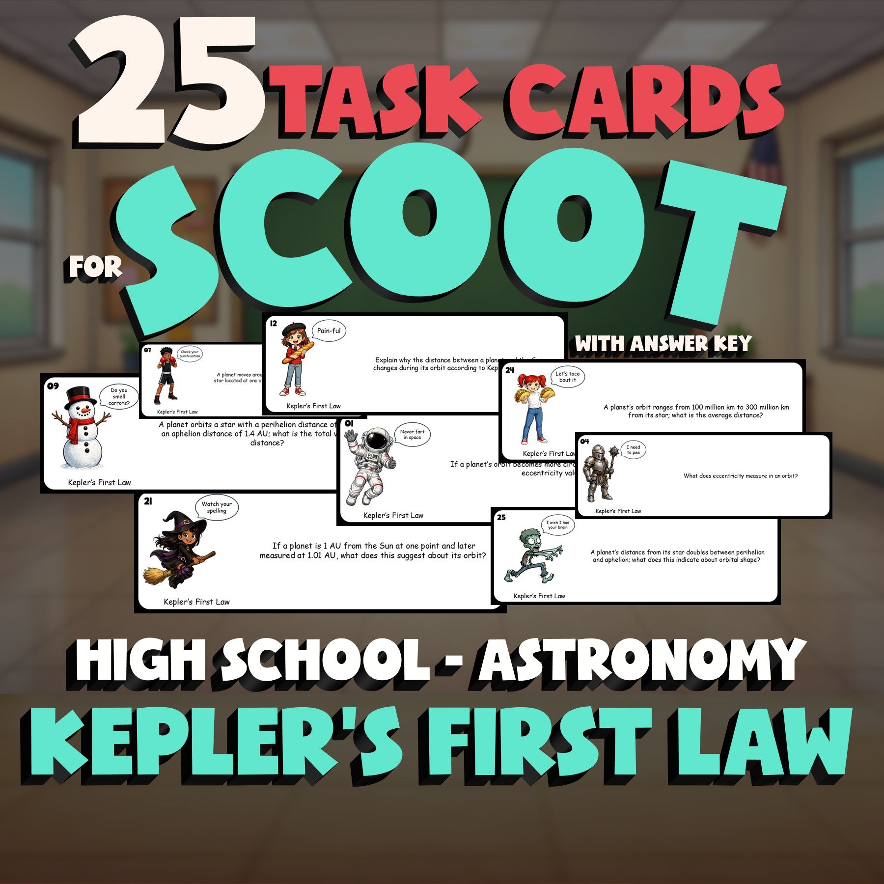 Kepler’s First Law SCOOT TASK CARDS Science Game - No Prep Astronomy Review