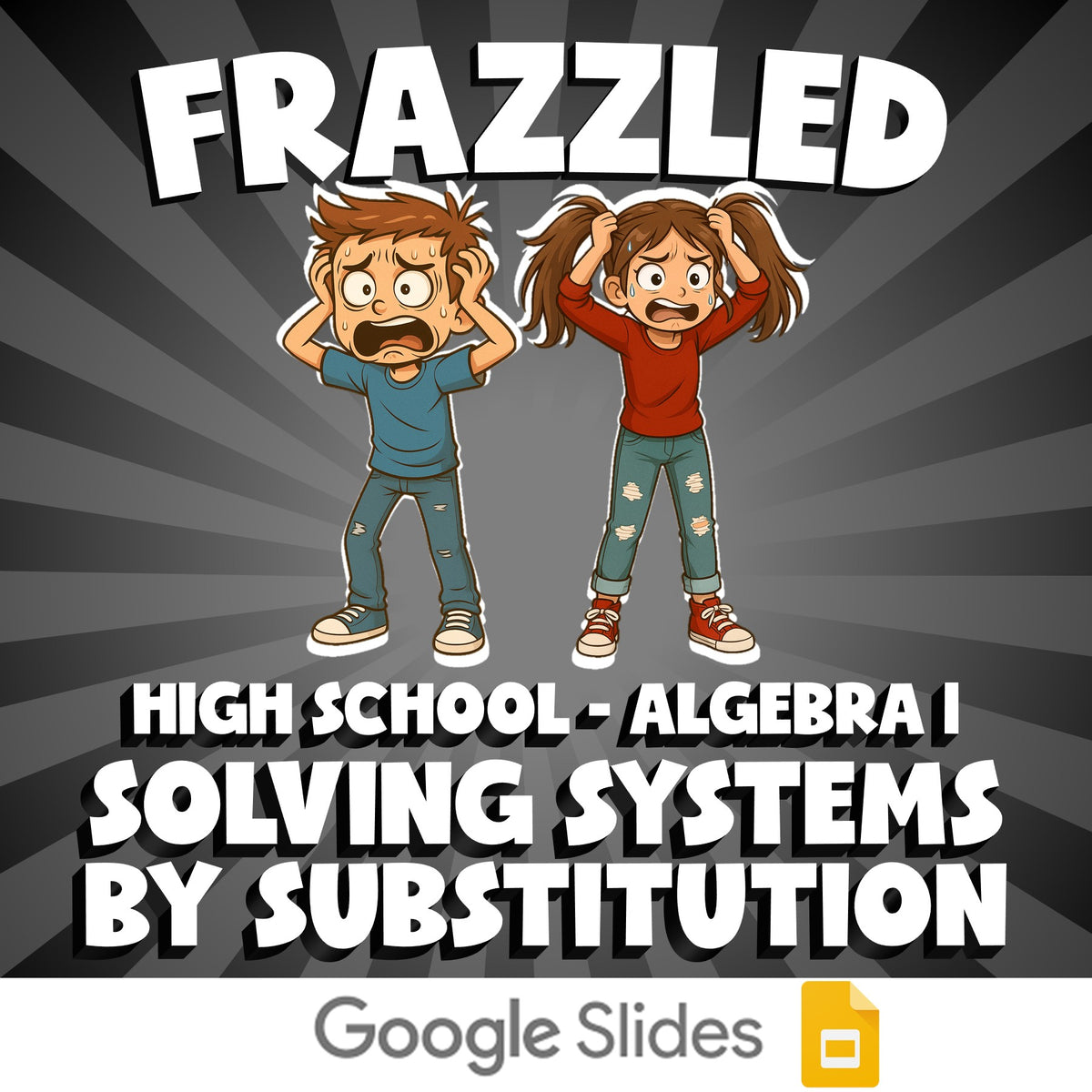Solving Systems by Substitution FRAZZLED Math Game - No Prep Algebra 1 Review